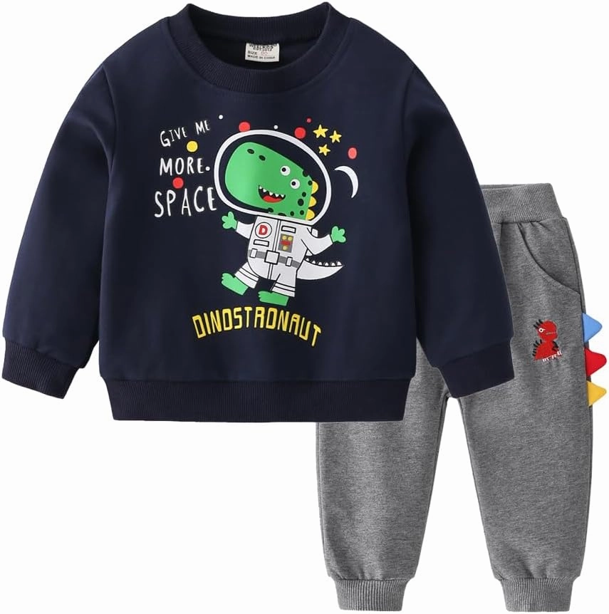 GFQLONG Toddler Baby Boy Fall Winter Sweatshirt Outfit Clothes Long Sleeve Pullover Tops Joggers Pants Set