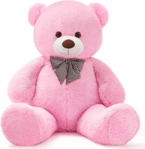 Giant Pink Teddy Bear 45 inch Stuffed Animals Plush Toy, Cute Life Size Big Soft Bear for Boy Girl Birthday Valentine Mother's Day, 4.5 LBs