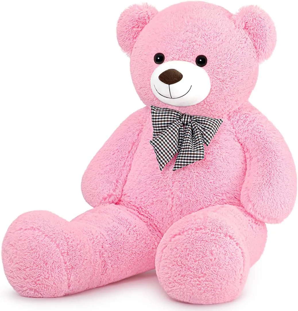 Giant Pink Teddy Bear 45 inch Stuffed Animals Plush Toy, Cute Life Size Big Soft Bear for Boy Girl Birthday Valentine Mother's Day, 4.5 LBs