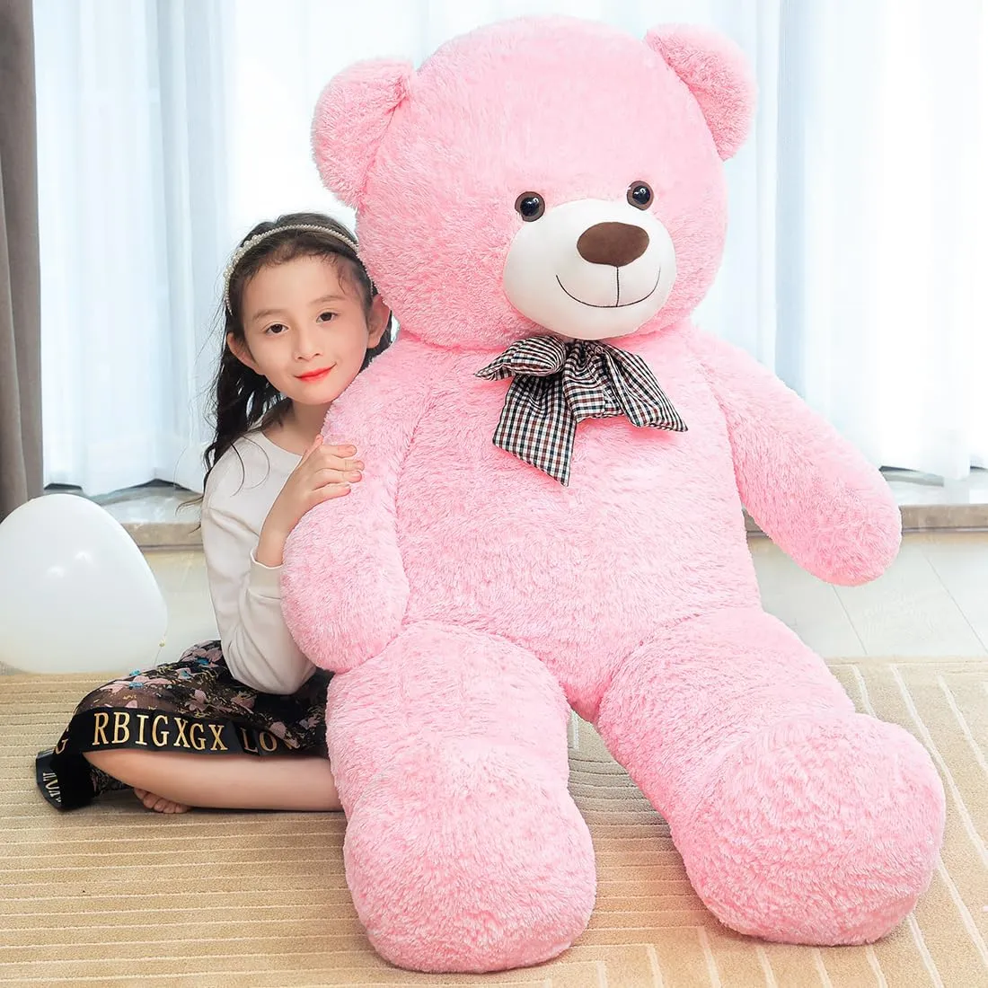 Giant Pink Teddy Bear 45 inch Stuffed Animals Plush Toy, Cute Life Size Big Soft Bear for Boy Girl Birthday Valentine Mother's Day, 4.5 LBs