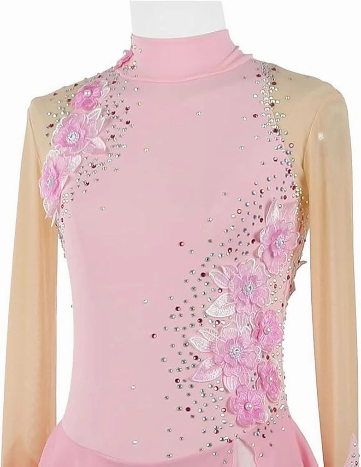 Girls' Embroidery Ice Skating Dress Handmade Figure Skating Skirt Crystals Gymnastics Ballet Competition Costumes