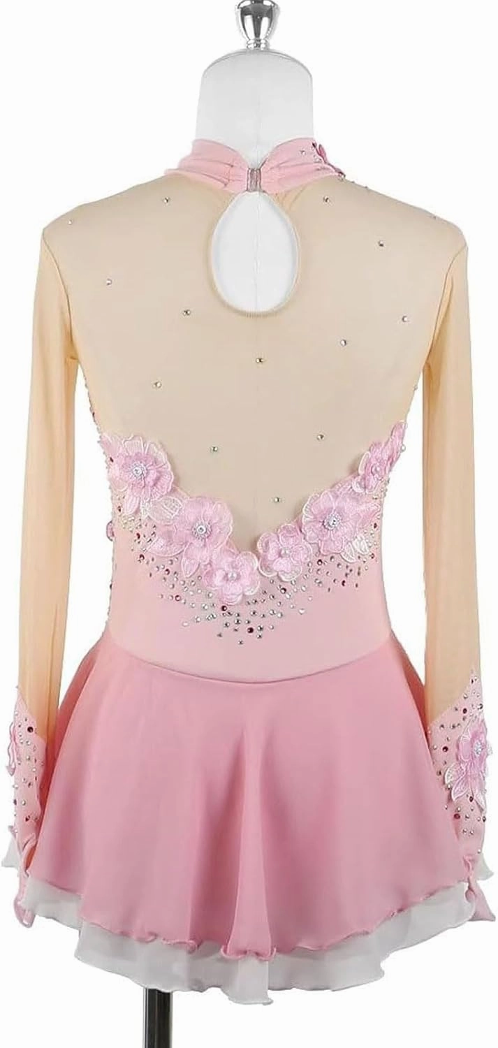 Girls' Embroidery Ice Skating Dress Handmade Figure Skating Skirt Crystals Gymnastics Ballet Competition Costumes