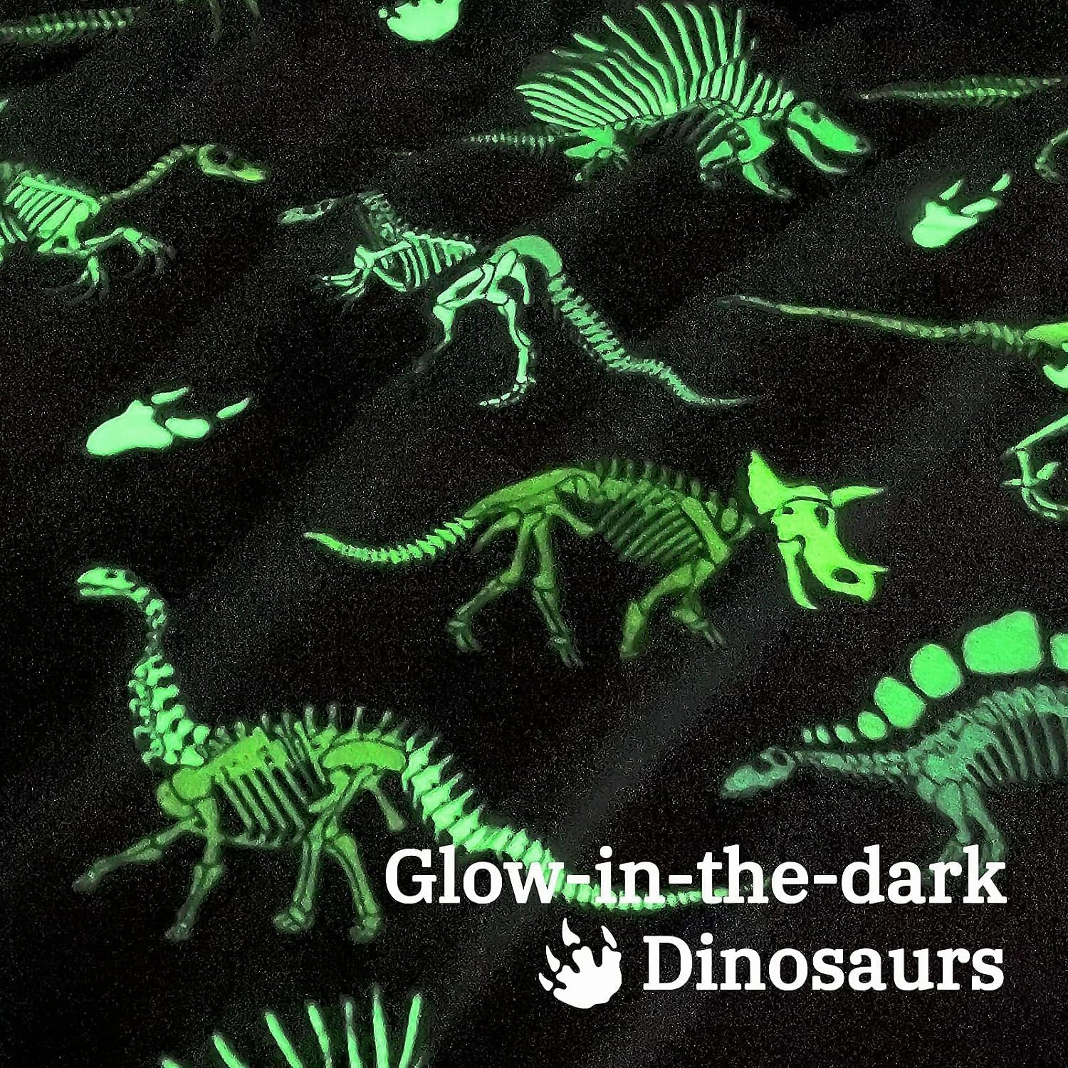 Glow in The Dark Dinosaur Blanket - Soft Warm Plush Kids Cute Dino Throw Blankets for Couch, Luminous 80"x60"