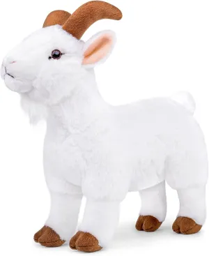 Goat Plush Toy - Lifelike 12' Soft White Goat Stuffed Animal, Unique Plushie Toy Model Doll Collection for Kids