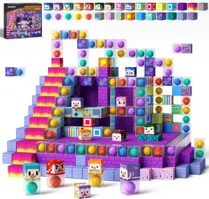 GobiDex 100PCS Magnetic Building Blocks for Kids 3 , Montessori Sensory Toys with Rolling Balls, STEM Educational Gift for Boys and Girls