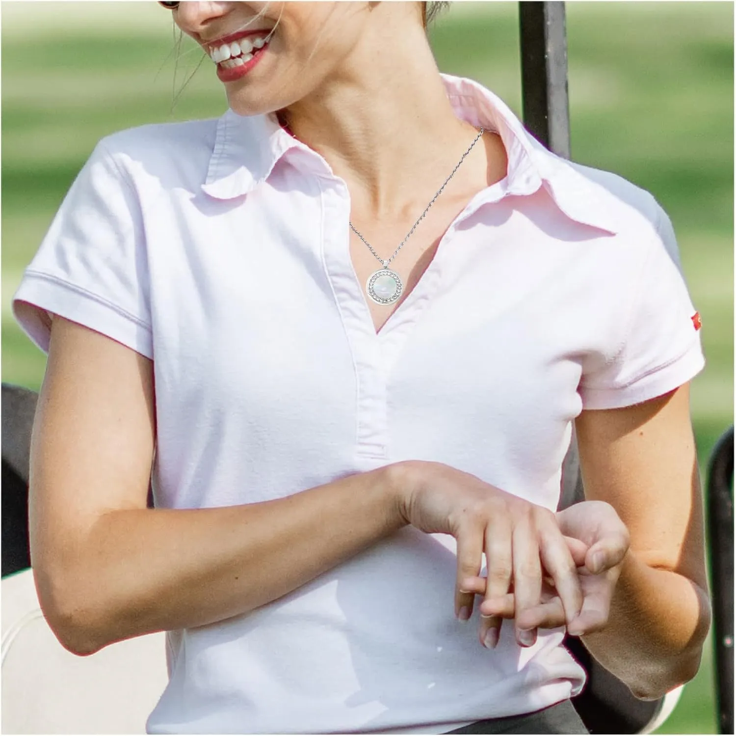 Golf Ball Marker Necklace, Pearl Crystal Ball Marker, Golf Accessories, Golf Gifts, Golf Ball Markers for Women