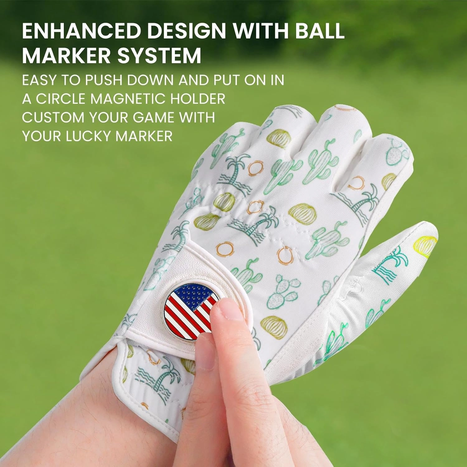 Golf Gloves Men Right Handed Golfer Left Hand Leather Stylish Value 2 Pack, with 2 USA Flag Ball Marker, Breathable All Weather Cool Grip Glove for Mens
