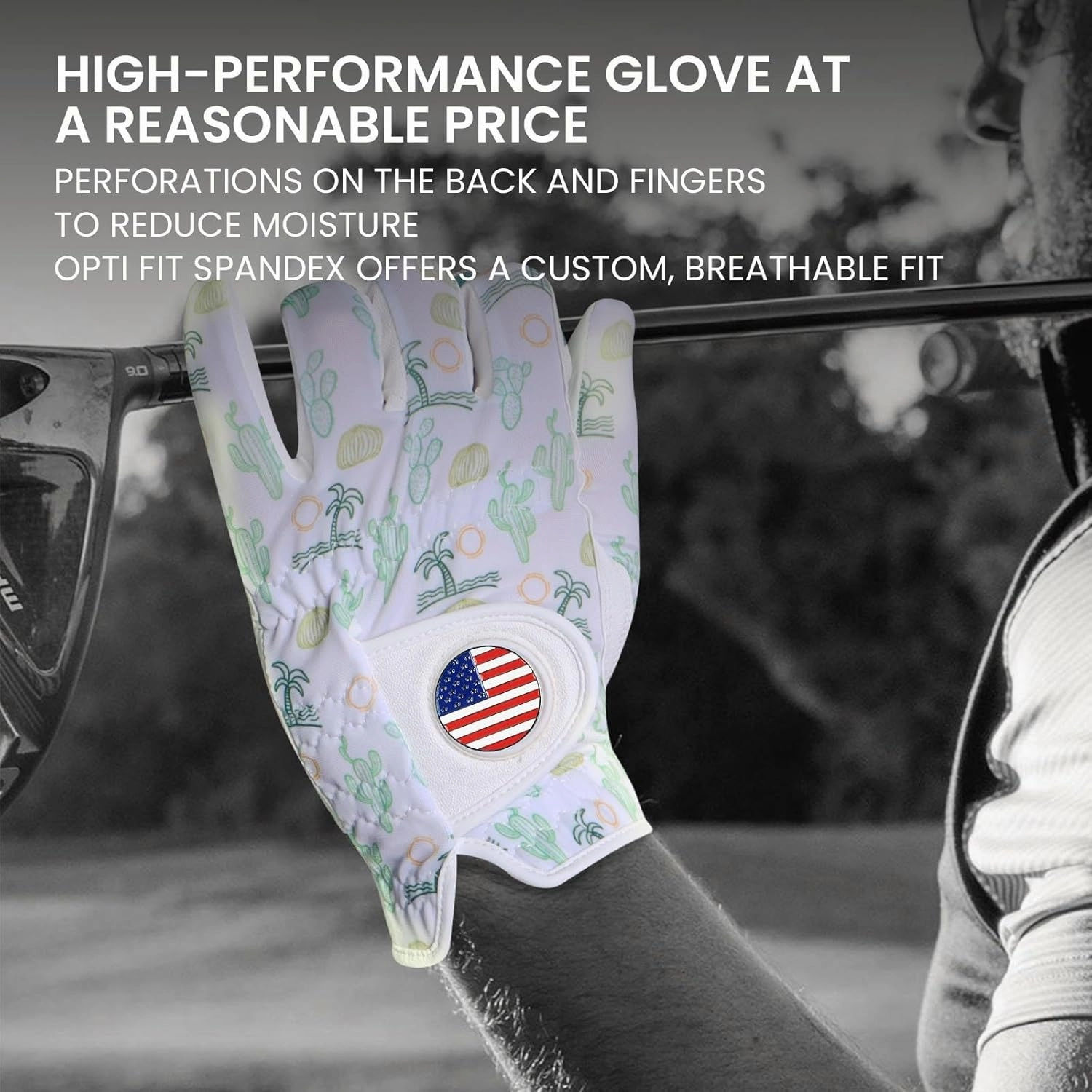 Golf Gloves Men Right Handed Golfer Left Hand Leather Stylish Value 2 Pack, with 2 USA Flag Ball Marker, Breathable All Weather Cool Grip Glove for Mens
