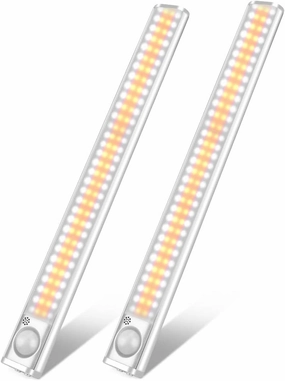 goodland 160 LED Closet Lights Motion Sensor Under Cabinet Lights Indoor Lighting 3600mAh Battery Powered Light Bar Dimmable Rechargeable Closet Light for Kitchen, Wardrobe, Stairs(2 Pack)