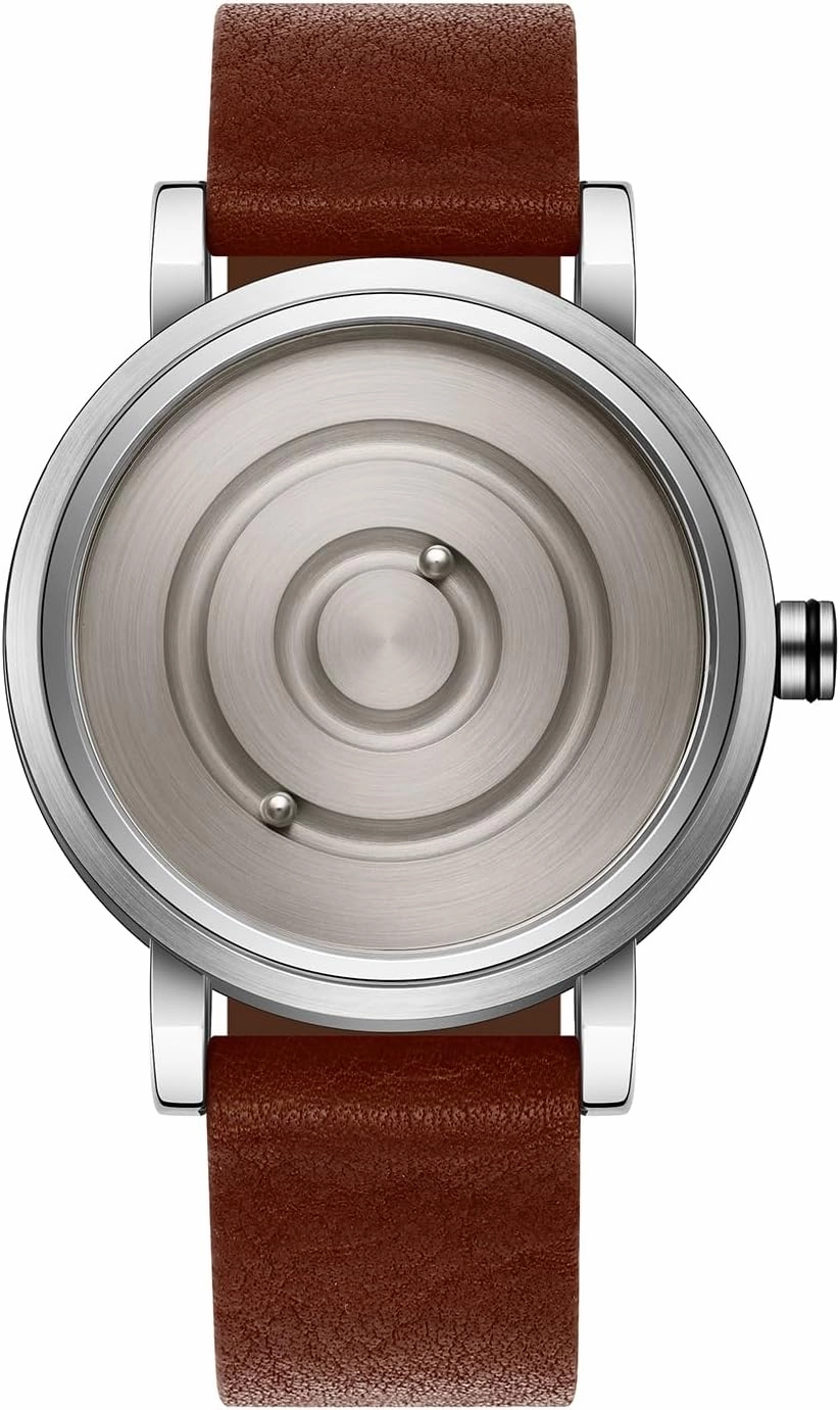 GORBEN Men's Magnetic Ball-Bearing Fashion Stainless Steel Chronograph Watch, Genuine Leather Strap