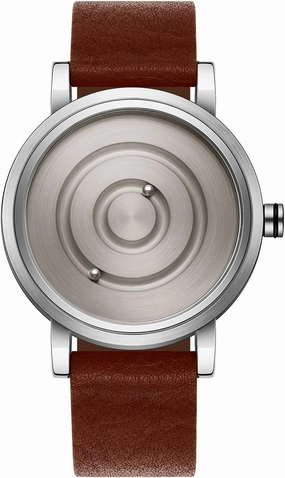 GORBEN Men's Magnetic Ball-Bearing Fashion Stainless Steel Chronograph Watch, Genuine Leather Strap