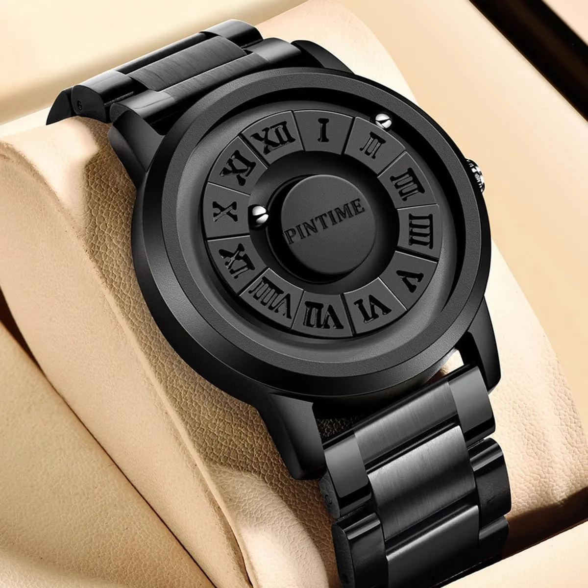 Gosasa Mens Magnetic Levitation Watch Unique 3D Floating Ball Swiss Quartz Watch Roman Numerals, Waterproof Wristwatch with Leather/Steel Strap
