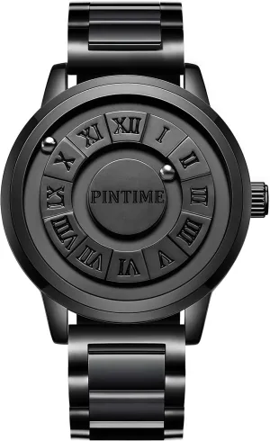 Gosasa Mens Magnetic Levitation Watch Unique 3D Floating Ball Swiss Quartz Watch Roman Numerals, Waterproof Wristwatch with Leather/Steel Strap