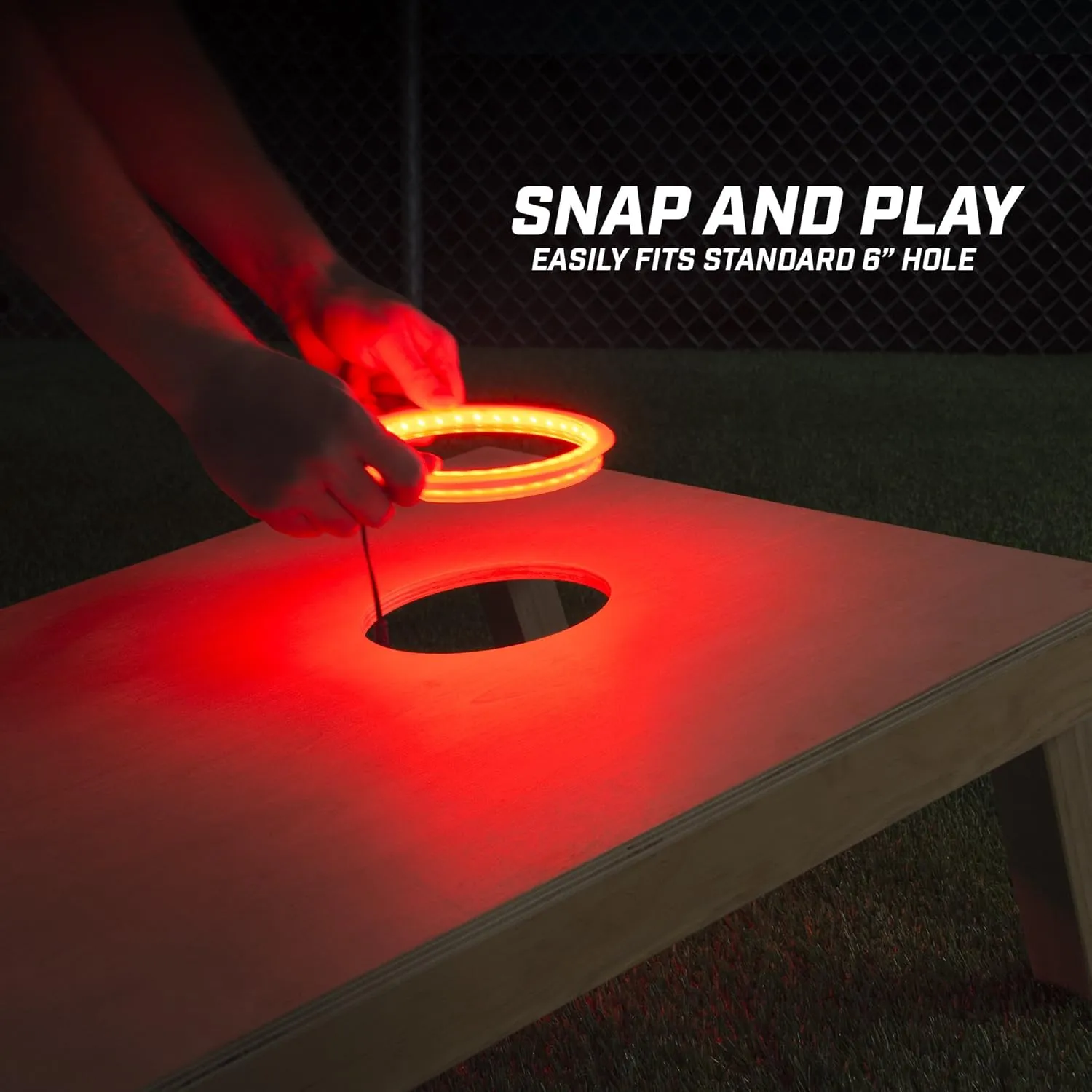 GoSports Cornhole Light Up LED Ring Kit 2pc Set - Red, White or Blue - Compatible with All Cornhole Games
