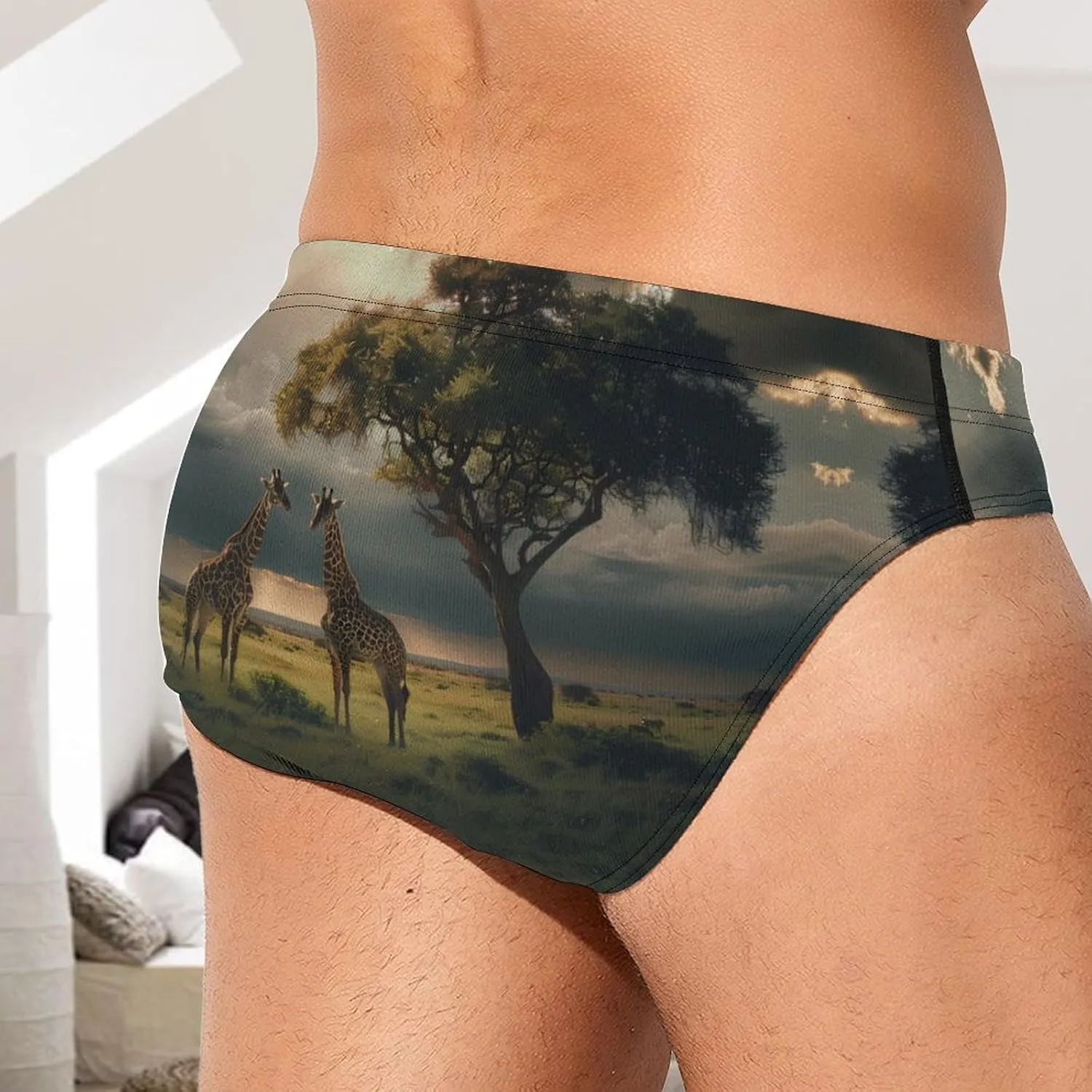Grassland Giraffes Men's Underwear Breathable Briefs Comfortable Underpants Soft Panties