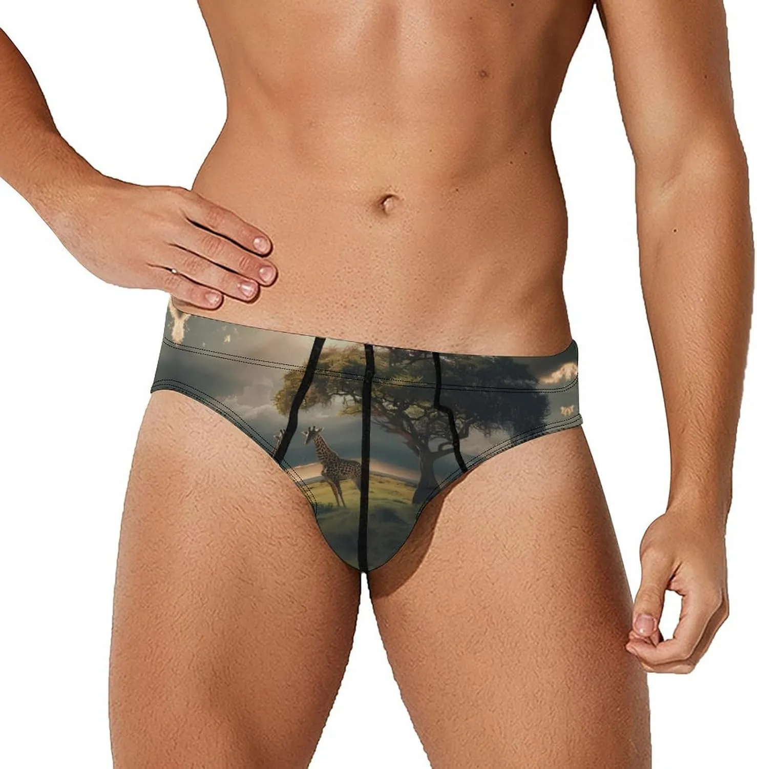 Grassland Giraffes Men's Underwear Breathable Briefs Comfortable Underpants Soft Panties