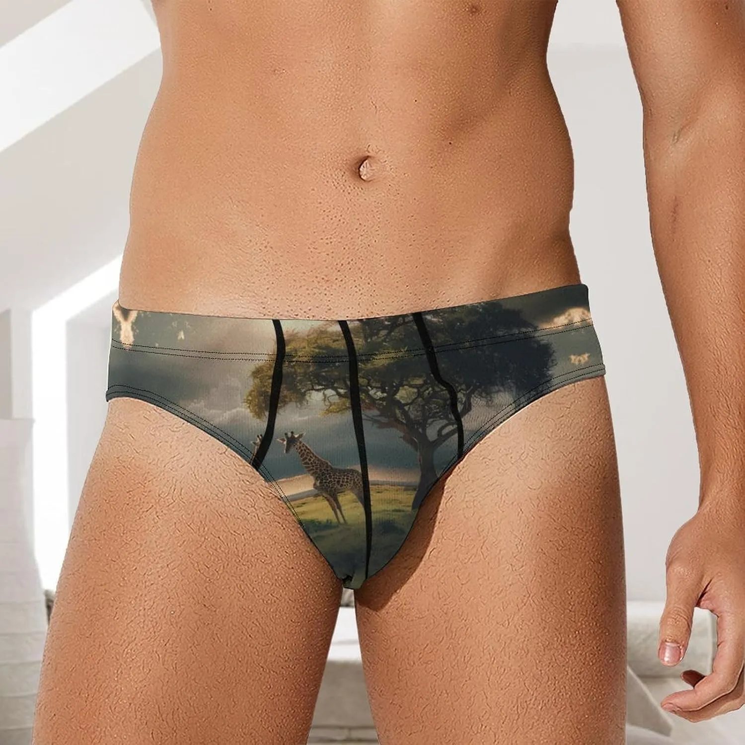 Grassland Giraffes Men's Underwear Breathable Briefs Comfortable Underpants Soft Panties