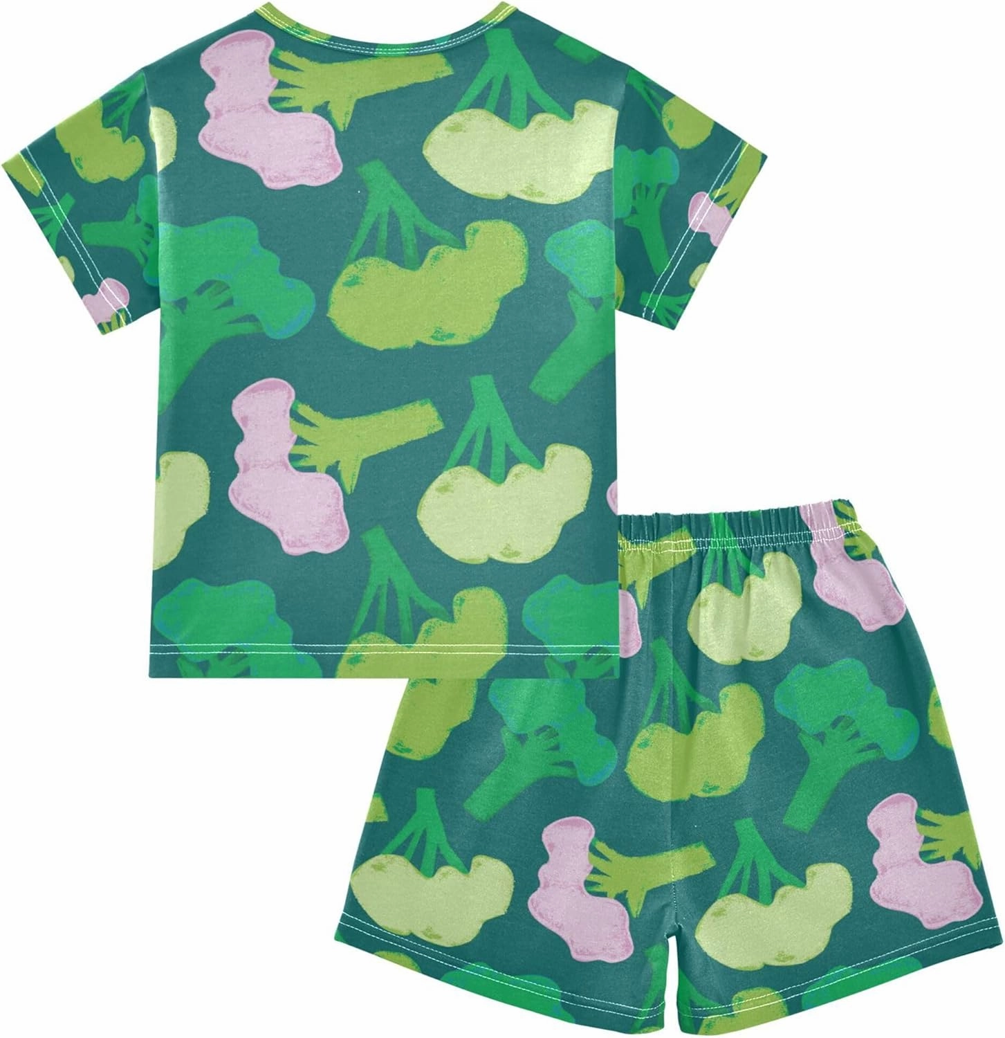 Green Cabbage Broccoli Vegetable Summer Short Pajamas Set 2 Piece Cotton Sleepwear