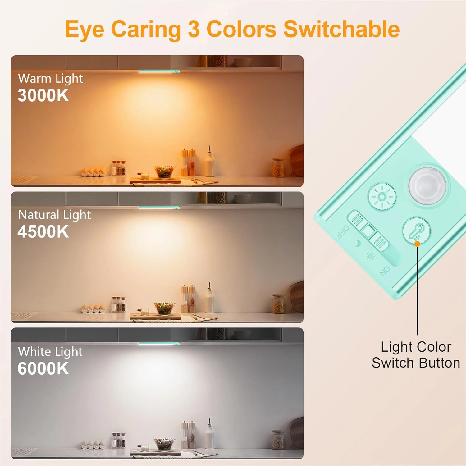 Gritin 10.2inch Under Cabinet Lighting Rechargeable -84 LED Super Bright,3-Color& 5 Level Brightness,4 Modes,Motion Sensor, Long Lasting- Easy Installation Magnetic Closet Lights -2 Pack-Blue