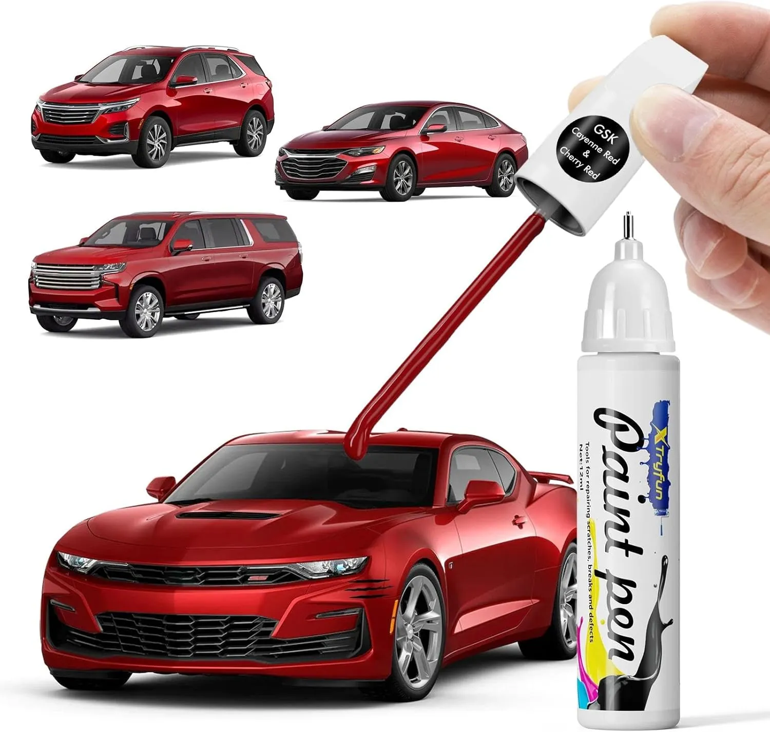 GSK/WA252F Cherry Red/Wild Cherry Touch Up Paint Compatible with Chevrolet, DIY Car Paint Scratch Repair, Automotive Paints, Quick & Easy Fix Scratch Repair for Silverado/Equinox/Malibu/Tahoe
