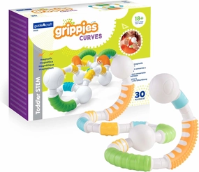 Guidecraft Grippies Curves - 30 Piece Set, STEM Soft Grip Magnetic Building Toy for Toddlers