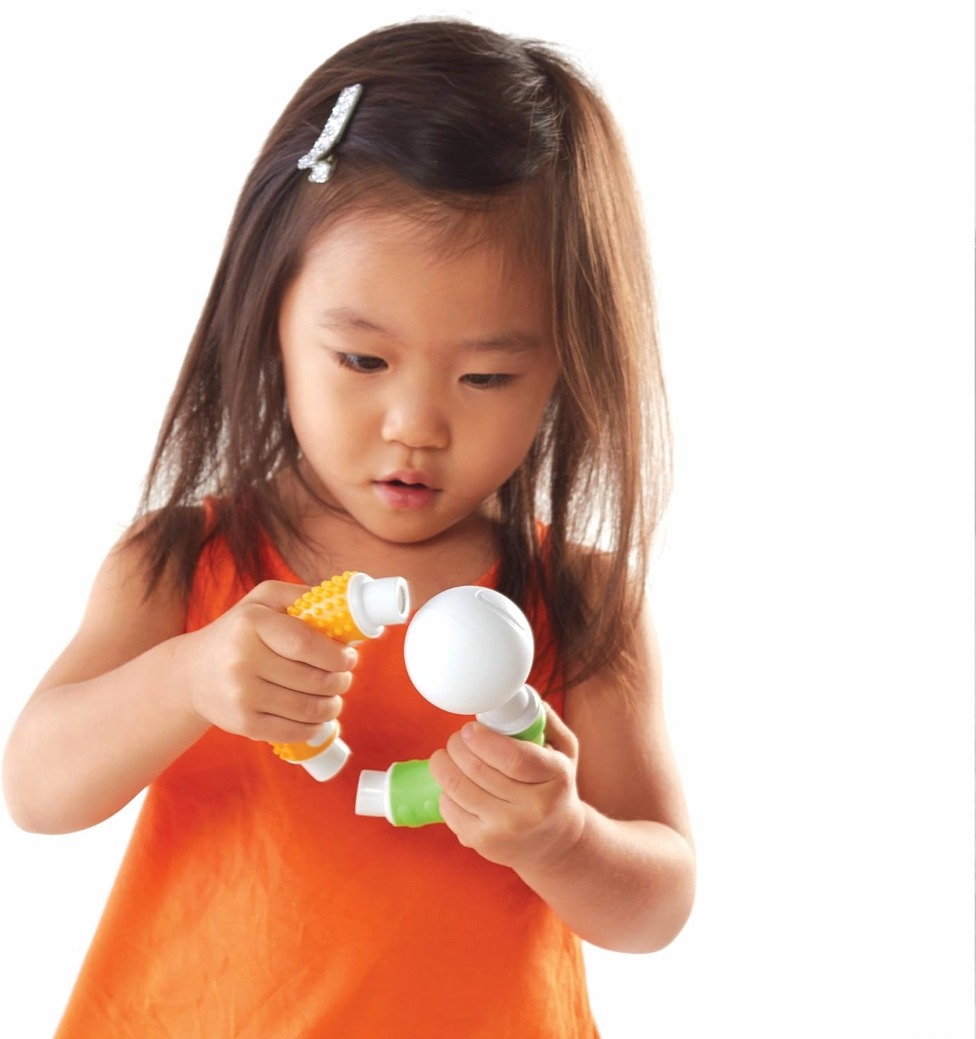 Guidecraft Grippies Curves - 30 Piece Set, STEM Soft Grip Magnetic Building Toy for Toddlers