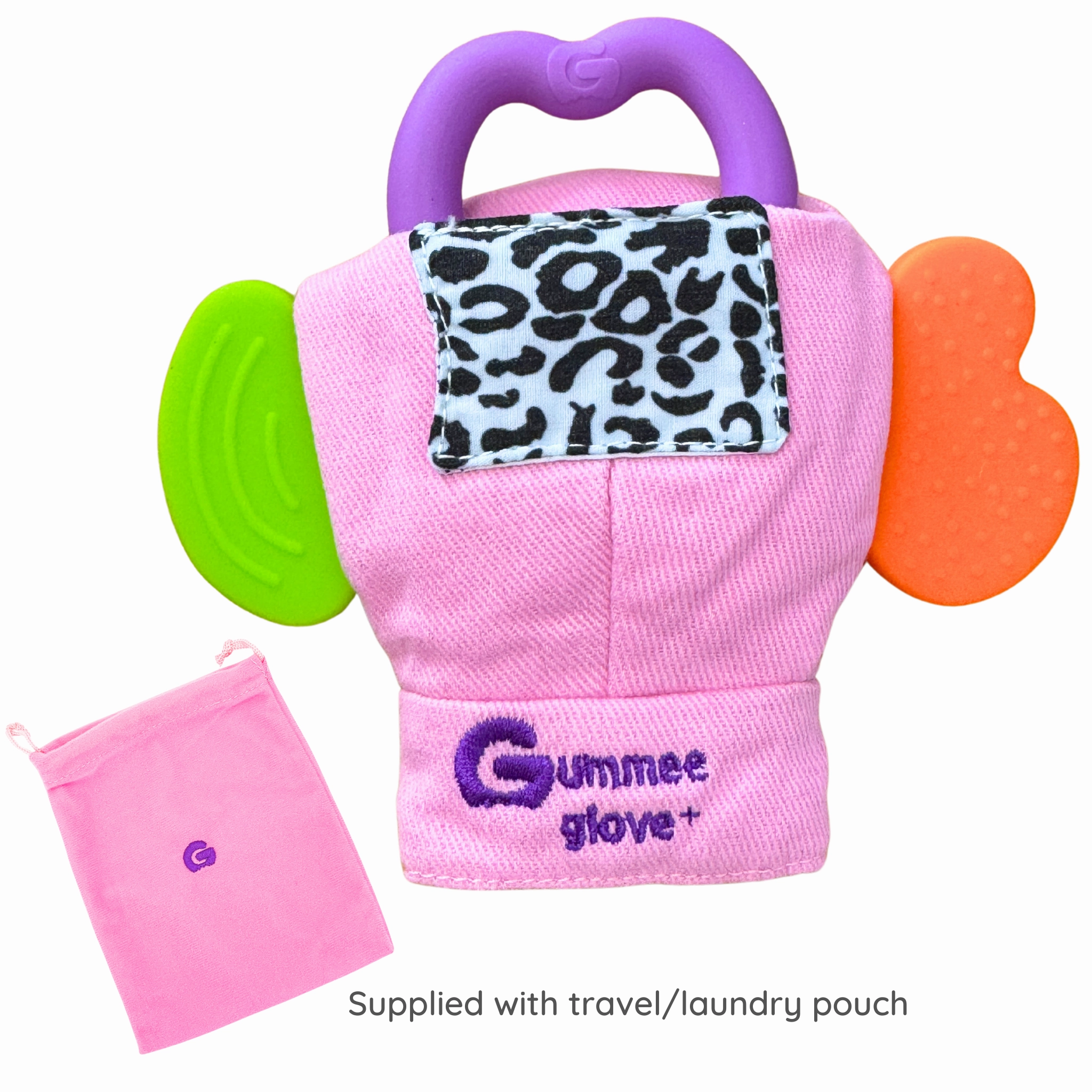 Gummee Glove Plus, teething mitten, Pink, from 6 months