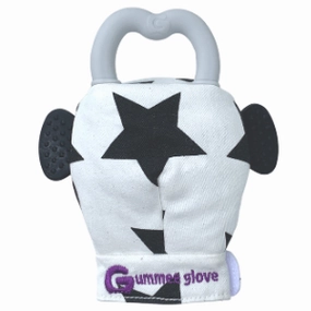 Gummee glove teething mitten Black and White Monochrome with Grey Heart ring