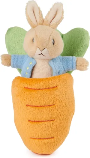 GUND Beatrix Potter 2-in-1 Peter Rabbit with Carrot Plush Playset, Bunny Stuffed Animal for Ages 1 and Up, Orange/Blue, 7”