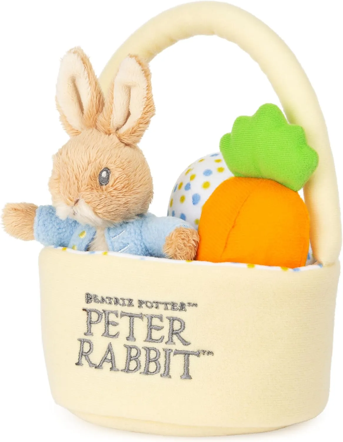 GUND Beatrix Potter Peter Rabbit Easter Basket Sensory Toy Playset, 4-Piece Plush Toy Playset for Ages 1 and Up, 8.5”