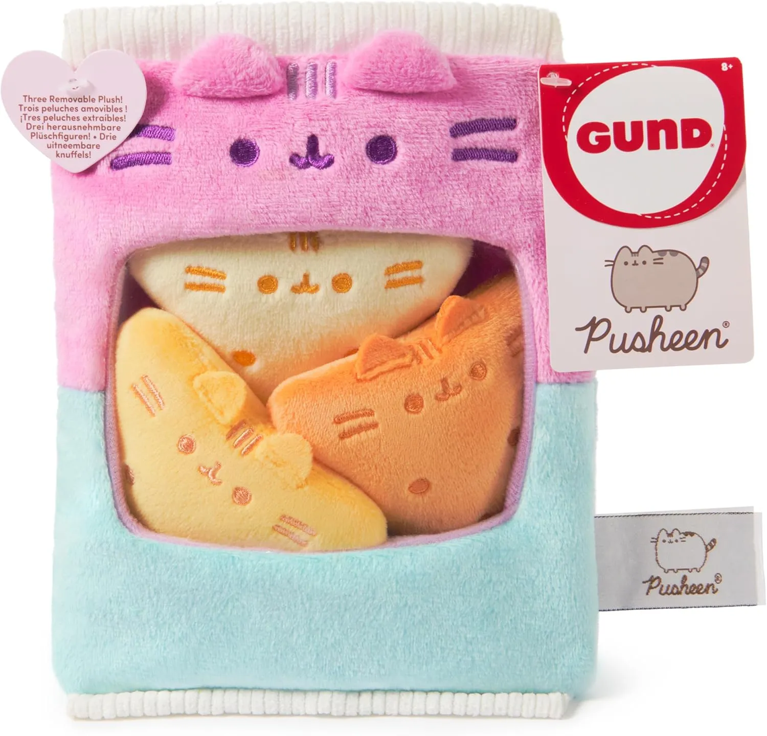 GUND Pusheen Gamer Chips with Removable Mini Plushies, Toy Tortilla Chips, Food Plushies, Gaming Decor, Stuffed Animals for Ages 8 and Up, Pink, 8"