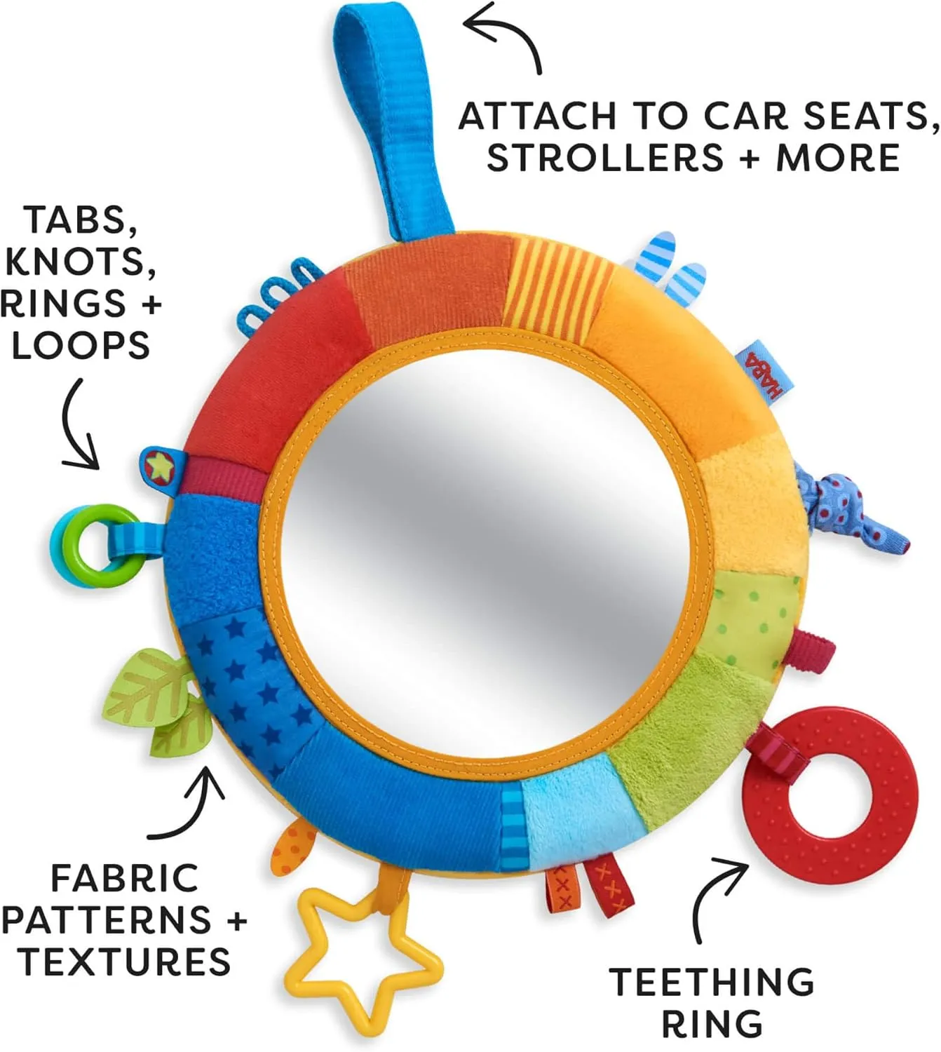 HABA Rainbow Baby Mirror for Tummy Time - Developmental Infant Toy for 6-12 Months - Baby Sensory Toy with Entertaining Elements for Baby Gifts 6 Months 