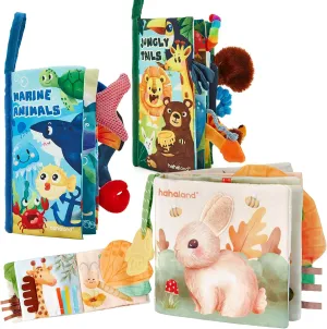 hahaland Baby Books 0-6 Months,Tummy Time Sensory Baby Toys 6 to 12 Months Touch Feel Book Textured Animals Mirror & Crinkle Paper Christmas Stocking Stuffers for Boys Girl 0 3 6 9 12 Months