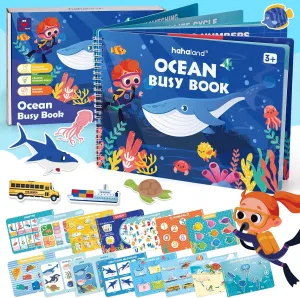 hahaland Busy Book for Toddlers 3-5 - Preschool Learning Activities Toys for Toddlers Ages 2-4 Years - Montessori Toys for 2 3 Year Old - 27 Pages 15 Educational Concepts