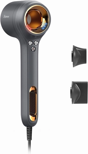 Hair Dryer, 1400W Professional Ionic Blow Dryer with High-Speed Brushless Motor for Fast-Drying, Filter-Removable Quiet Hairdryer with Magnetic Nozzle and Styling Concentrator, Anchor Gray
