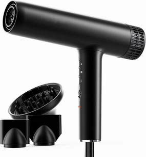 Hair Dryer, Professional Brushless Motor Ionic Hair Blow Dryer with Diffuser, Magnetic Nozzles, 0.83Pound, 2000W, 60dB, 3 Heat Settings & 3 Speed & Cold Settings, Diffuser Hair Dryer, Black