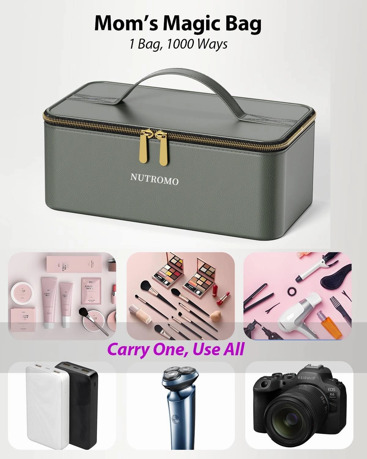 Hair Dryer with Carry Case, 160000 RPM Professional High-Speed Blow Dryer 200 Millions Negative Ionic Care Hair Dryer for Fast Drying, Low Noise Hairdryer, Travel with Magnetic Diffuser & Nozzle, Gray