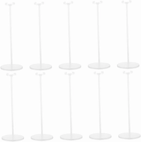 HANABASS 10 Pcs Adjustable Dolls Display Stand Holder with Clip Figures and Teddies Effortless Showcase and Organization for Doll Collections