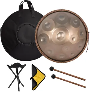 Handpan Drum for Kids | 22 Inches Steel Hand Drum - D Minor 12-Note Handpan Drums Sets with Hand Pan Bag, 2 Mallet, Handpan Stand, Rope, Music Note Stickers, Wiping Cloth