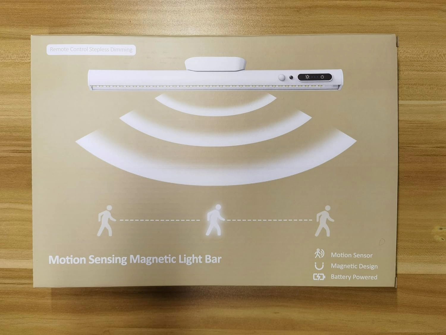 Hapfish Motion Sensor LED Light Bar Indoor, Rechargeable Under Cabinet Lighting Wireless, Magnetic Battery Powered Operated Wall Strip Lights with Remote Control for Desk Mirror Closet – White