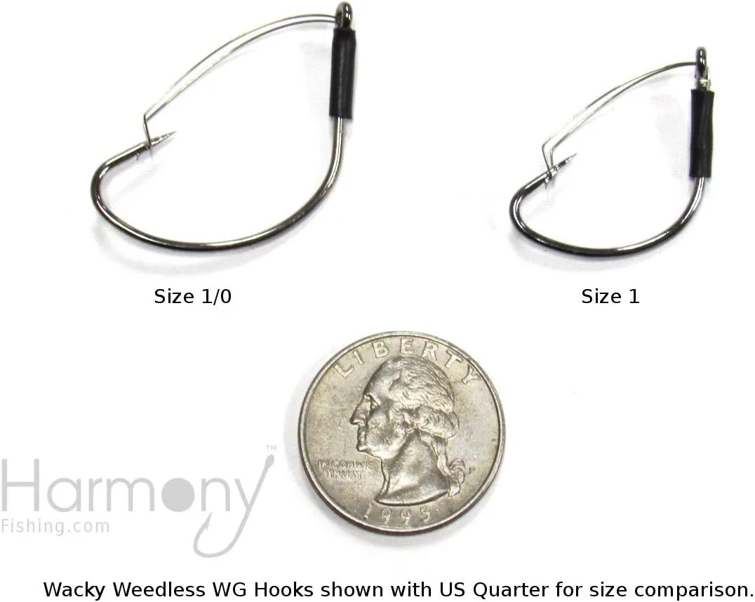 Harmony Fishing - Razor Series Wacky Weedless WG Hooks - The Ultimate Bass Fishing Hooks for The Wacky Rig & Neko Rig