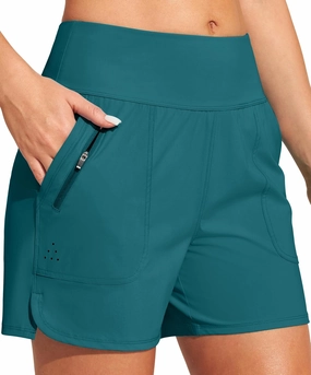 Heathyoga 5" Swim Board Shorts Women Strechy High Waisted Bathing Suits Bottoms Quick Dry UPF 50  Beach Shorts with Liner