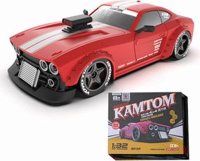 HERR 4WD RC Drift Car 1/32 Scale 2.4G with LED Headlights Variable Wheelbase Indoor Miniature Toy Hobbyist RTR Version (Red)
