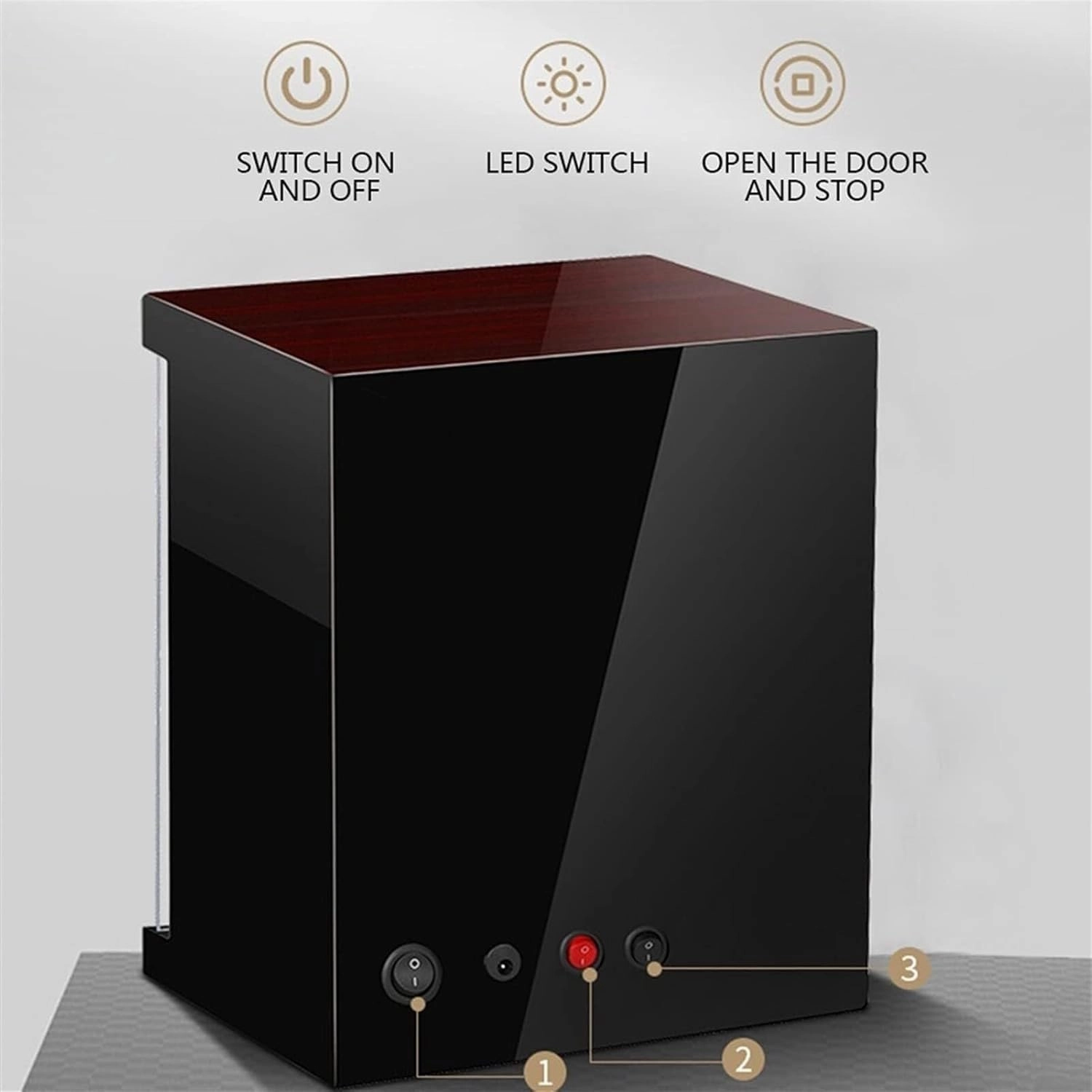 High-End Watch Winder for 4 Watches with LED Lights, Quiet Motor, Adjustable Watch Pillows, Anti-Magnetic Design, Black PU Leather – 4 0(Black Pu)