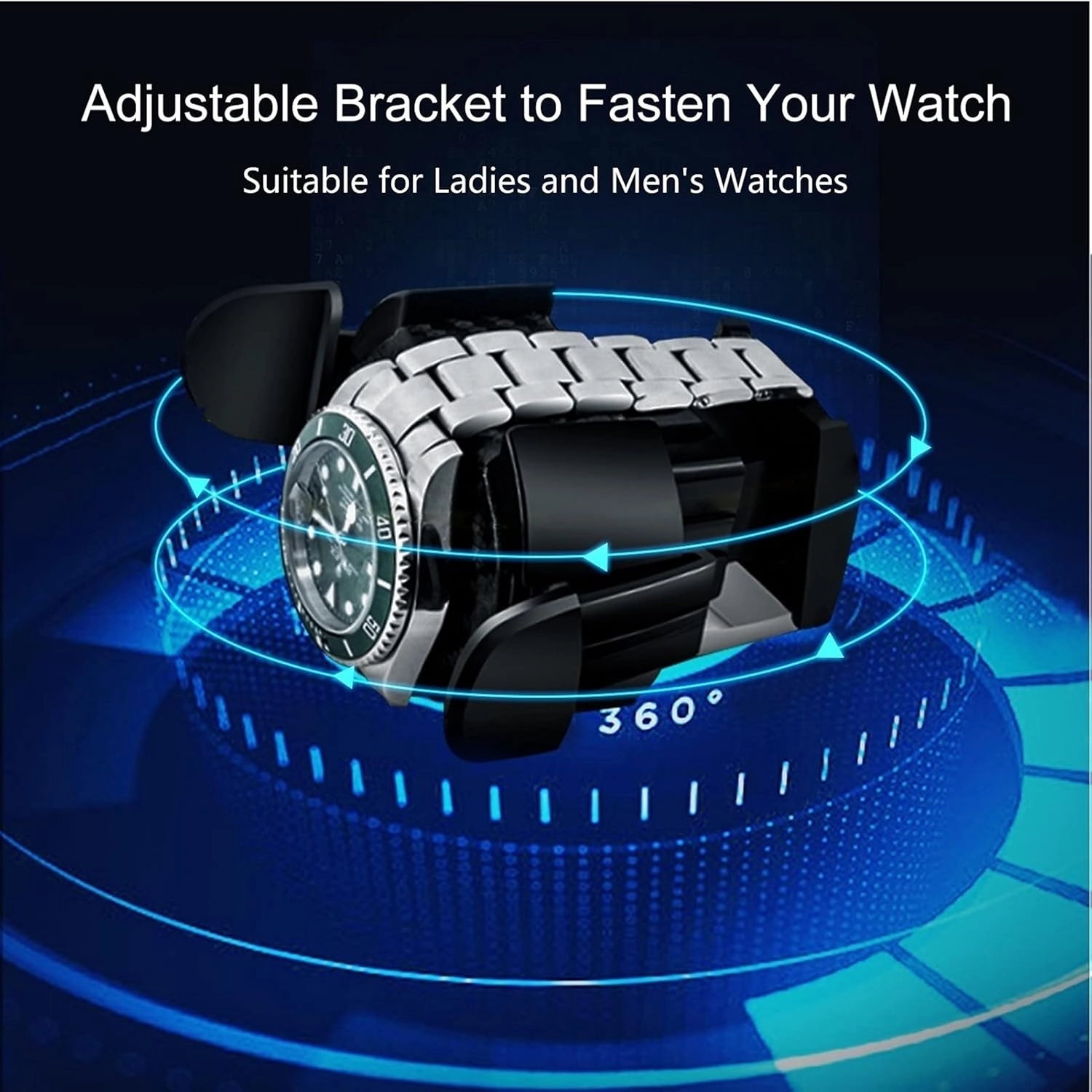 High End Watch Winder for 4 Watches with Led Lights Quiet Motor Adjustable Watch Pillows Watch Rotator Box Fit Lady and Man Watches,Black Pu-4 0
