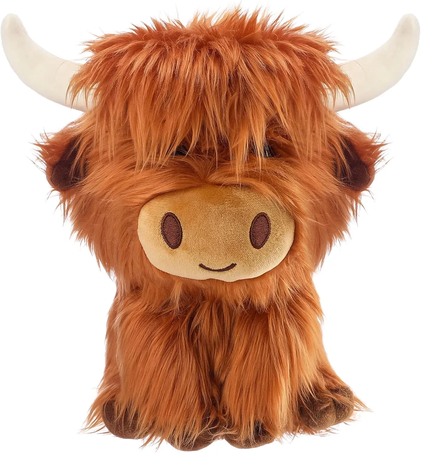 Highland Cow Stuffed Animals 7.87in Brown Highland Cow Plush Toy Fluffy Soft Cute Farm Toy Gift Decoration for Men Women Kid Bedtime