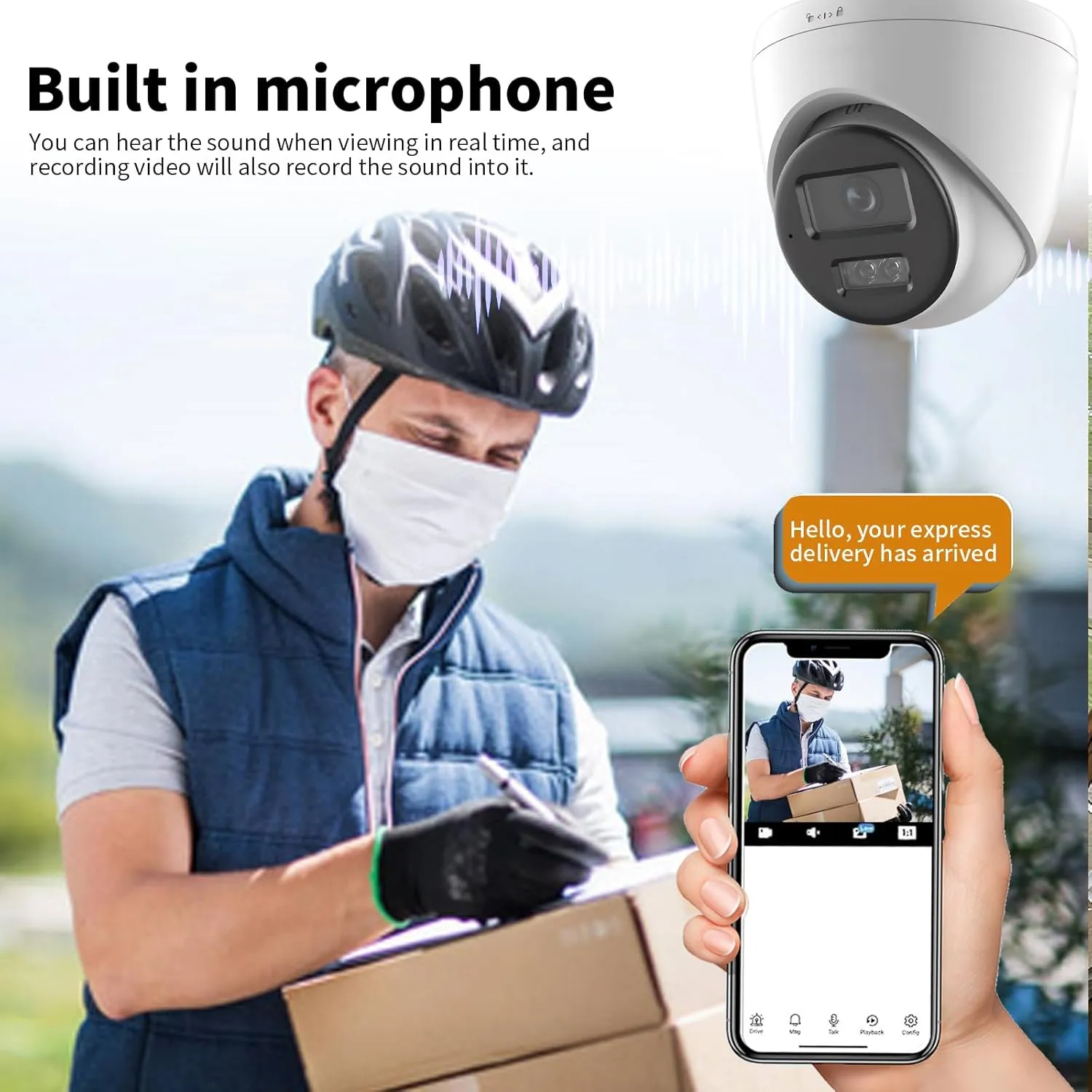 Hikvision IP Camera Outdoor DS-2CD1347G2-LUF 2.8mm Lens 4MP MD 2.0 Fixed Turret Network PoE Security Camera 24/7 Colorful Surveillance Cameras Original International Version