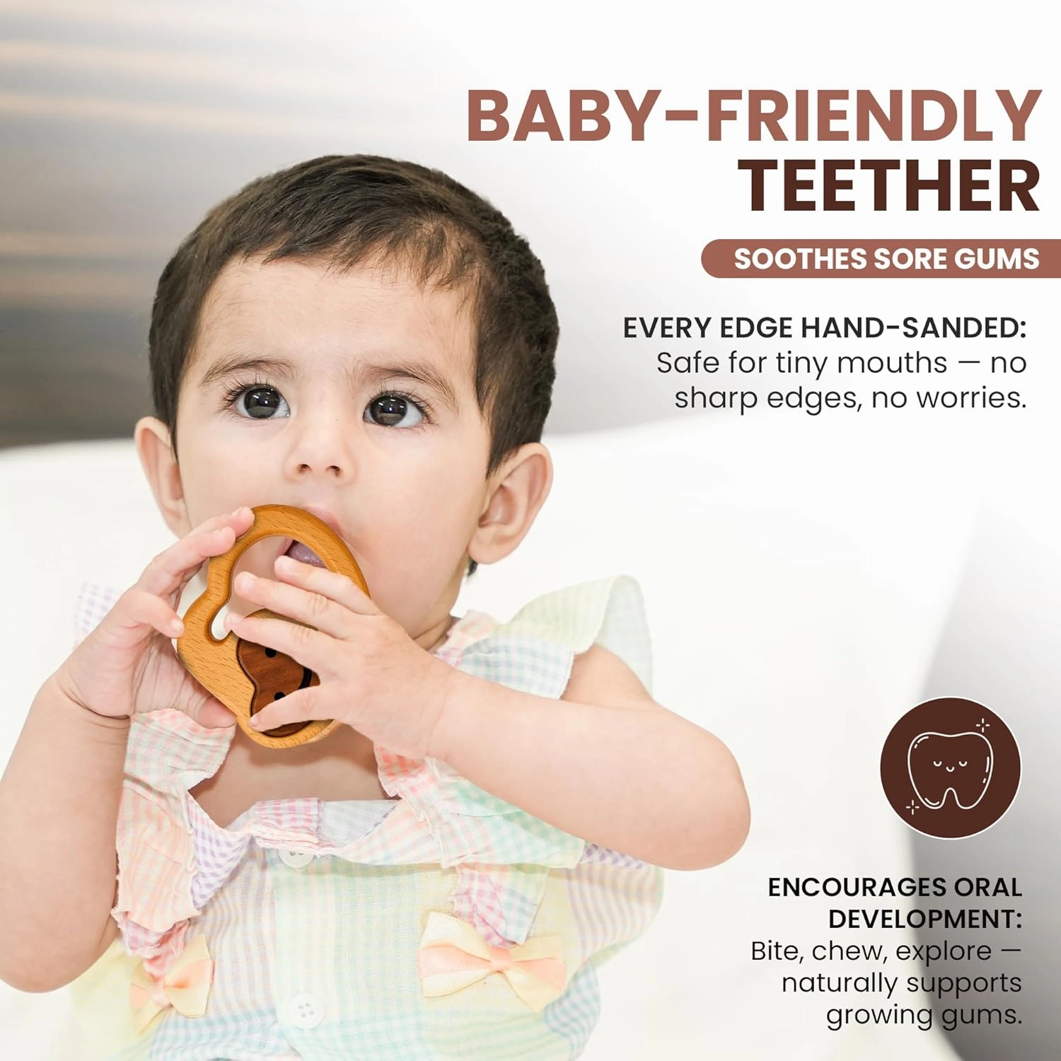 HippoToys Handmade Wooden Baby Rattle & Teething Toy - Premium Baby Rattle for 6-12 Months with 100% Natural Wood - Montessori Interactive Rattle for Sensory Development - Perfect Gift for Newborns