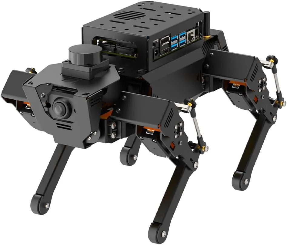 HIWONDER ROSPug Quadruped Bionic Robot Dog with AI Vision Powered by Jetson Nano ROS Open Source Python Programming SLAM Mapping and Navigation for Adults