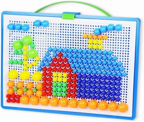 Hohopeti 592Pcs Creative DIY Mushroom Nail Jigsaw Set Educational Mosaic Pegboard for Develops Eye Hand Coordination and Random Color